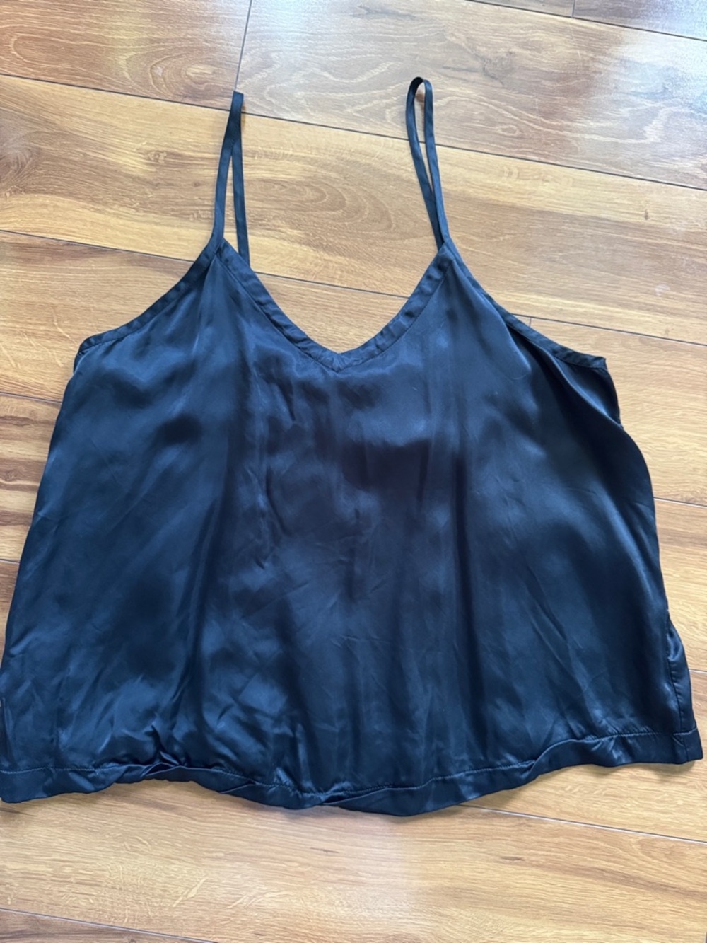 Athleta Black Satin Tank Top L